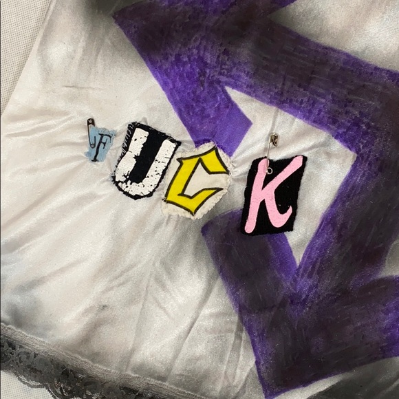 Anarchy is all around vintage upcycled nylon maxi slip skirt - Picture 7 of 9